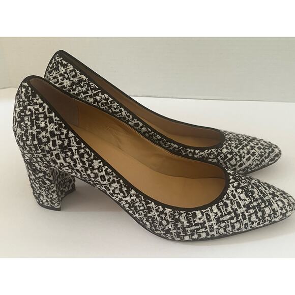 Womens Talbots Kelsey Shoes Black White Tweed Slip on Block Heels Pumps Size 9.5 - Picture 4 of 6